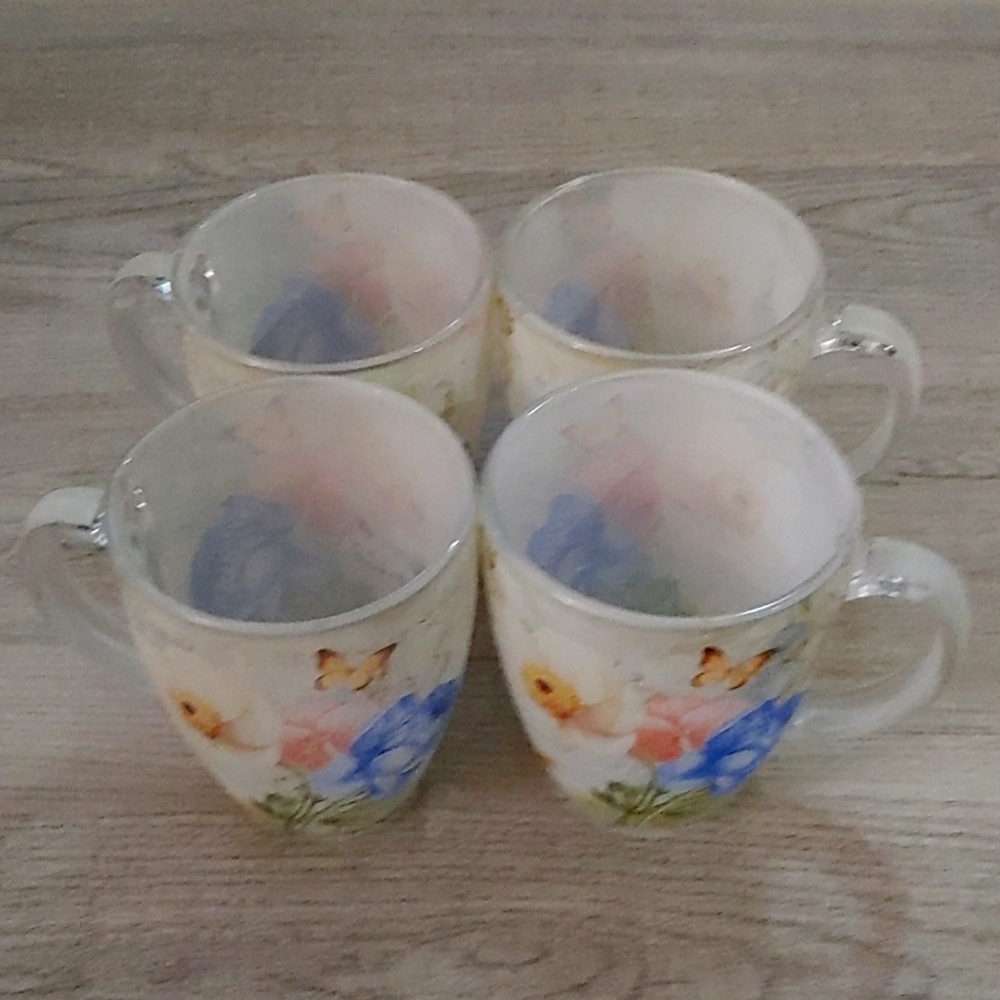 Hand painted glass mugs set of 4